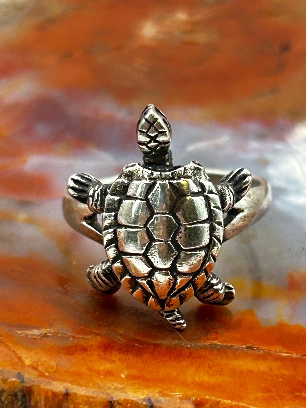Sterling Silver Turtle Ring - Size 7